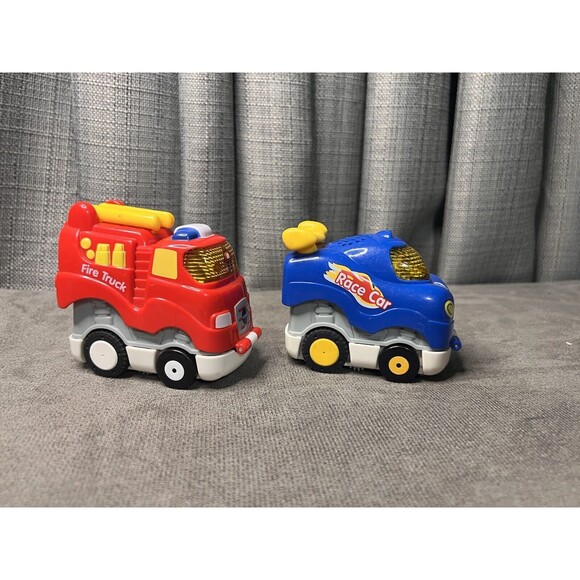 Vtech Go Go Smart Wheels Vehicles Lights Sounds Lot Firetruck Race Car Push Lot - Picture 2 of 11